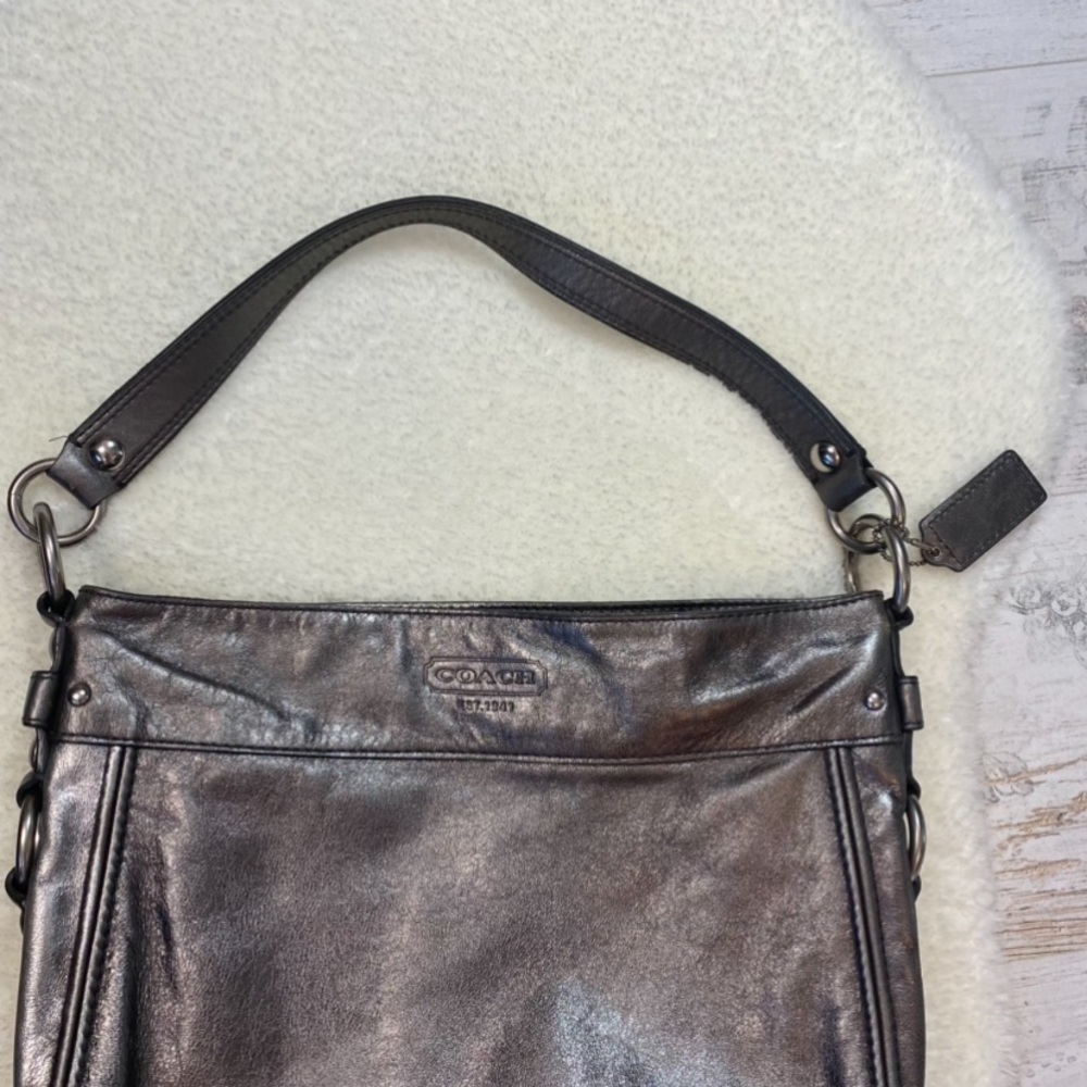 Coach Metallic Silver Crossbody Purse - Picture 6 of 15